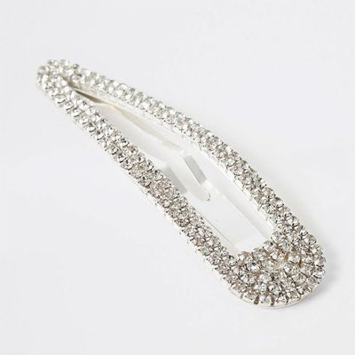 Silver Colour Diamante Paved Hair Clip