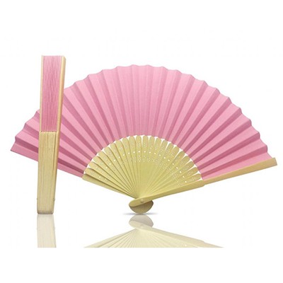 Pink Paper Bamboo & Wooden Fan from RK Stationary