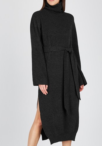 Canaan Charcoal Wool-Blend Midi Dress from Nanushka