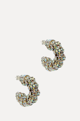 Fat Diamond Silver-Plated Hoop Earrings from Pearl Octopuss.Y