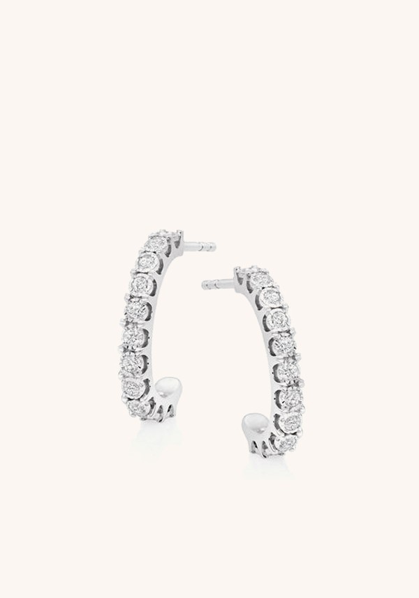 9ct White Gold Diamond Hoop Earrings