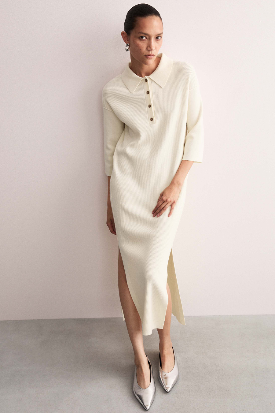 Merino Wool Rich Knitted Midi Jumper Dress