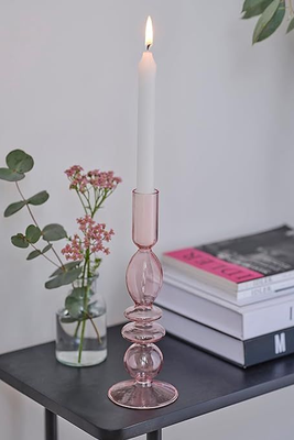 Valentine's Day Pink Tinted Glass Bubble Candlestick Holder from Ginger Ray