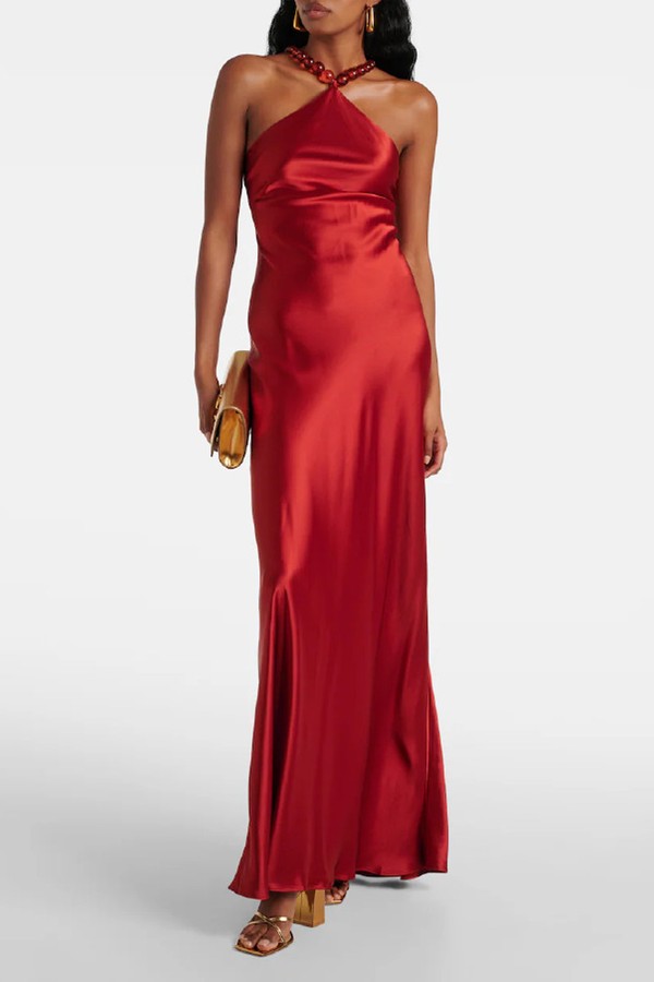 Cadence Beaded Satin Gown from Staud