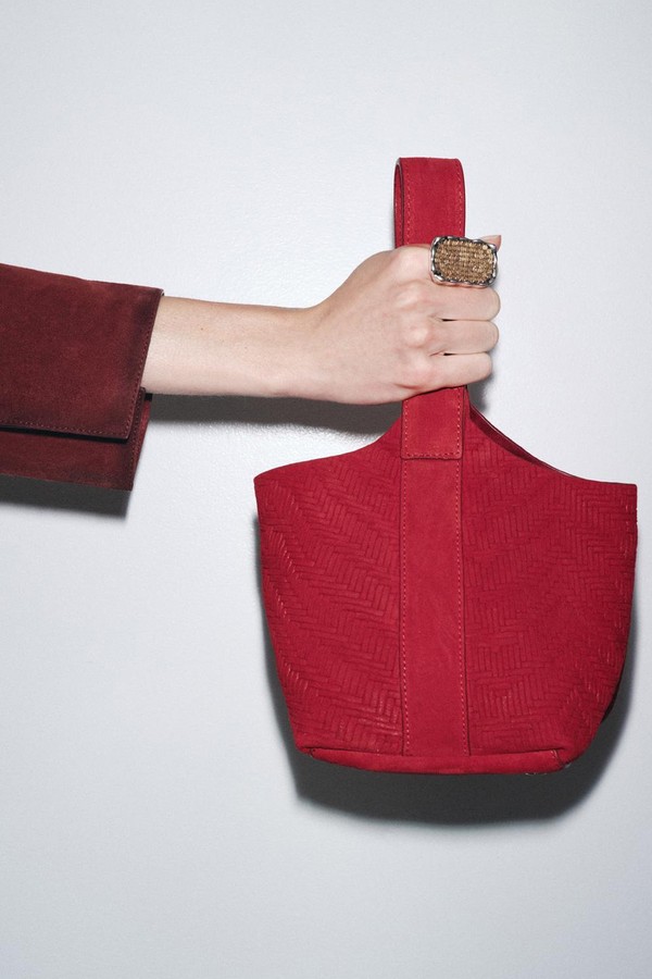 Braided Suede Mini Bucket Bag