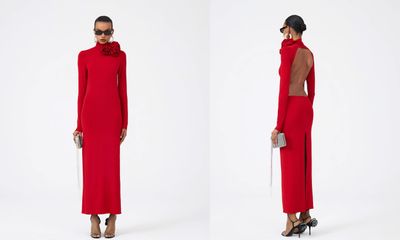 Backless Mock Neck Jersey Dress In Red, £1,335 | Magda Butrym