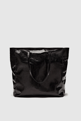 Leather Tote Bag With Cracked Finish from Massimo Dutti