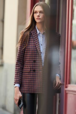 Checked-double Breasted Blazer