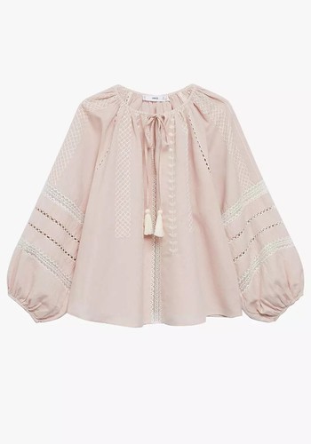 Balki Embroidered Puff Sleeve Blouse from Mango