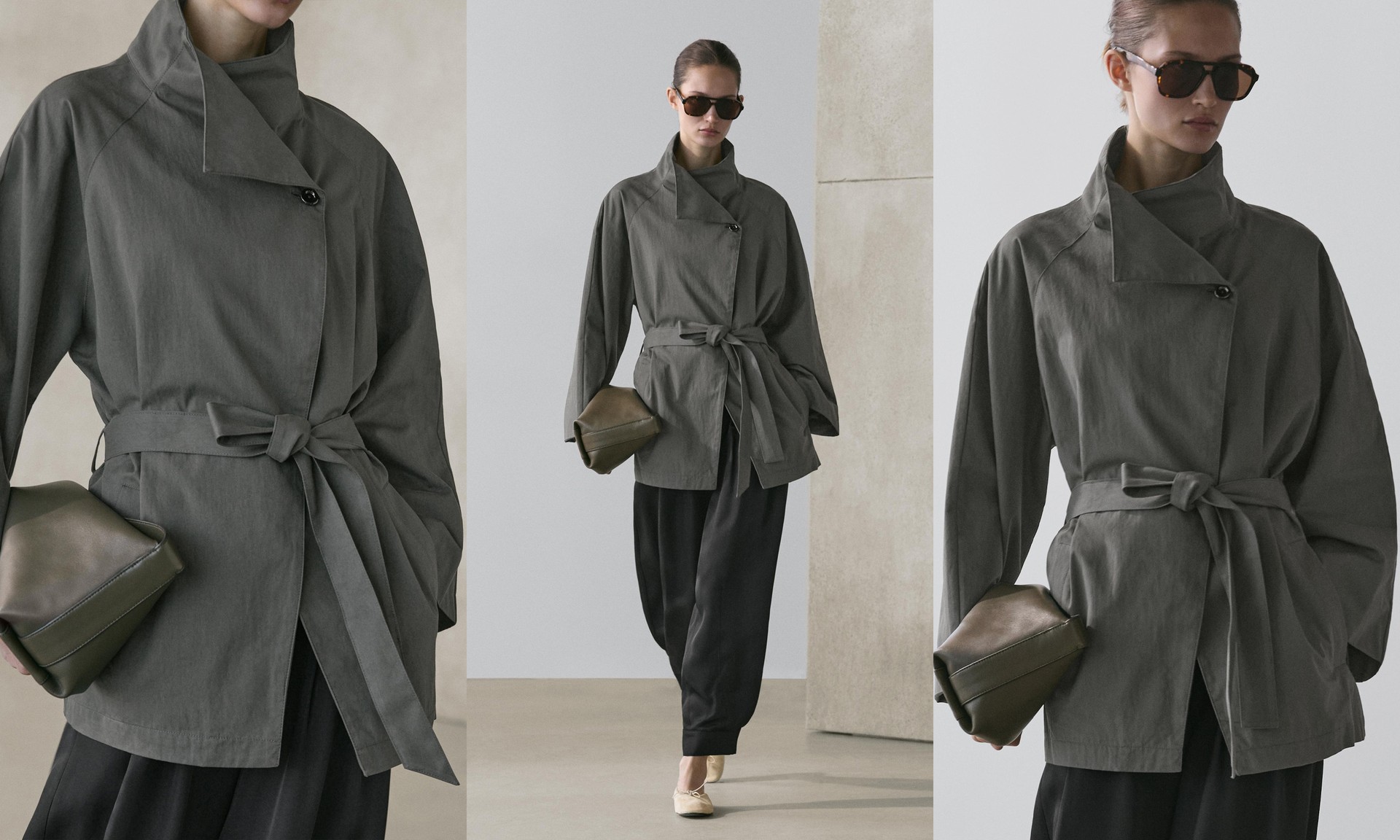 Short Trench Coat With Belt 