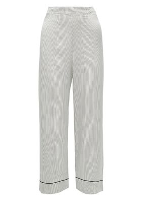 Ecru Polka-Dot Silk-Satin Pajama Pants from Asceno