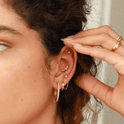 Navette Chain Stud Earrings
