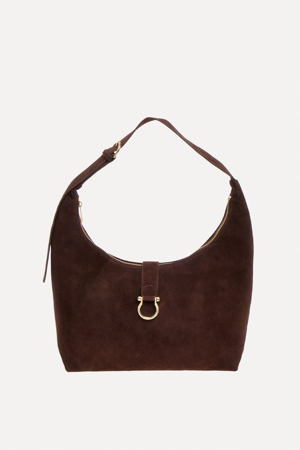 Suede Hobo Style Shoulder Bag