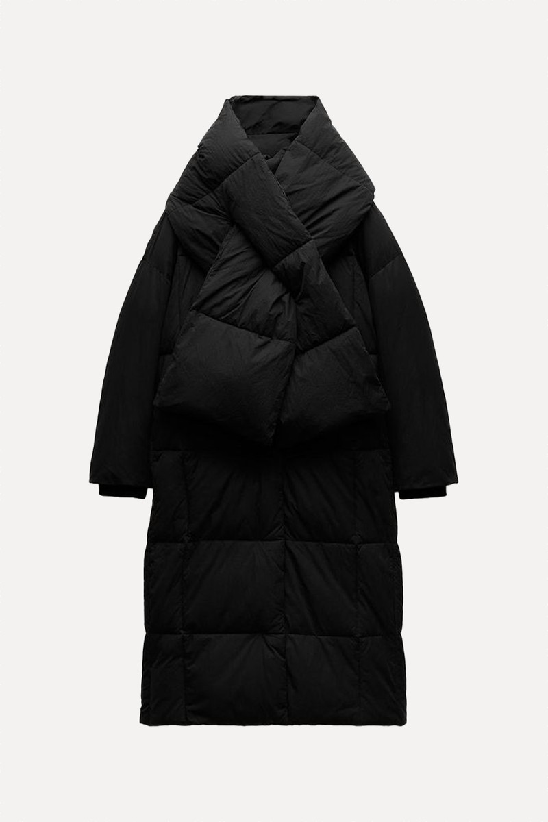 Water-Repellent Scarf Down Puffer Jacket from Zara
