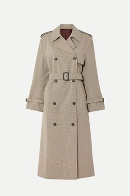 Belted Houndstooth Wool-Blend Trench Coat from TOTEME