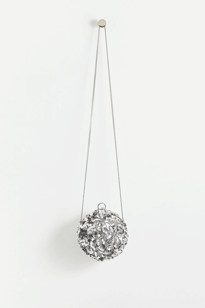 Disco Ball Silver Box Crossbody Clutch Bag from Oliver Bonas