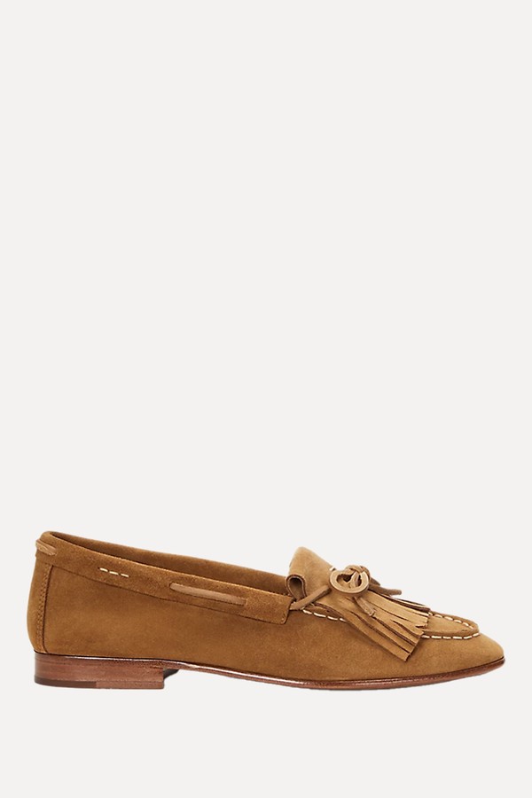 Fringe-Trim Suede Loafers