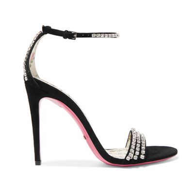 Isle Crystal-Embellished Suede Sandals from Gucci