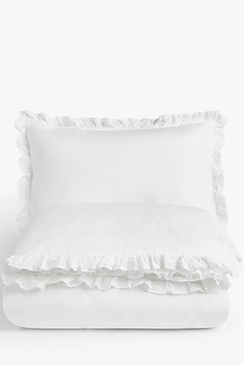 Texture Frill Cotton Doube Duvet Cover from John Lewis