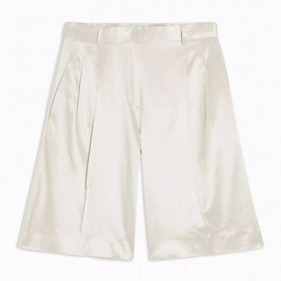 Ivory Satin Twill Shorts