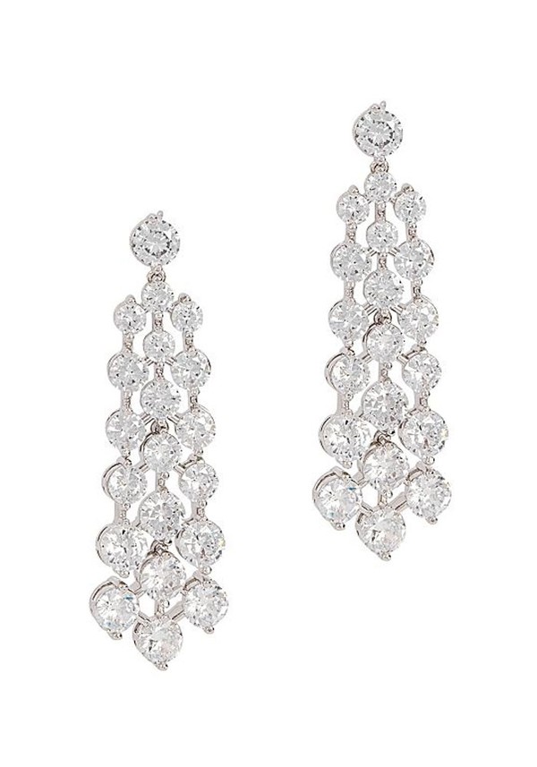 Tracks Crystal-Embellished Drop Earrings from Fallon