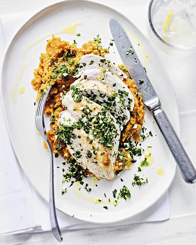 Pan-Fried Chicken With Sweet Potato Mash & Gremolata