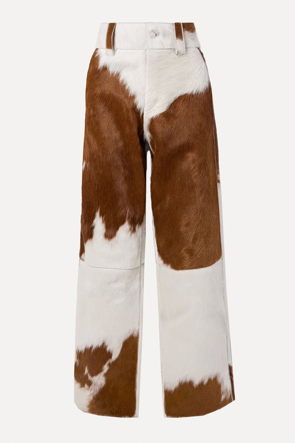 Highlands Paneled Calf Hair Wide-Leg Pants from Cordova