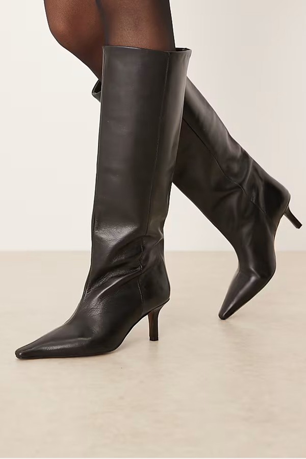 Cleoni Premium Leather Pull On Knee Boots from ASOS DESIGN