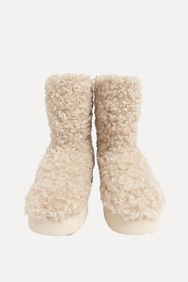 Flat Faux Shearling Lined Ankle Boots from Stradivarius