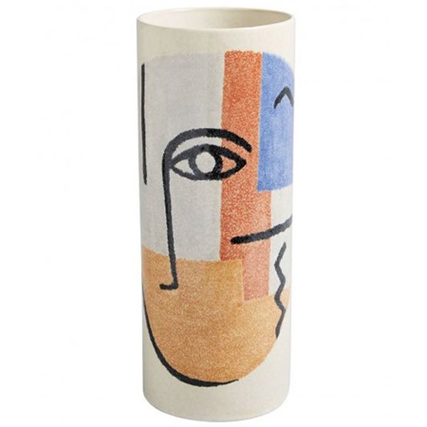 Faces Multi-Coloured Patterned Large Cylinder Vase from Habitat 