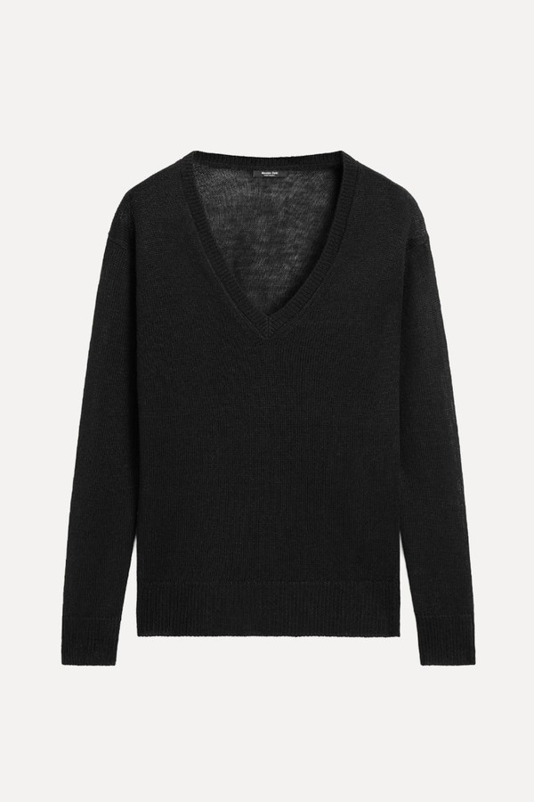 100% Linen Knit V-Neck Sweater from Massimo Dutti