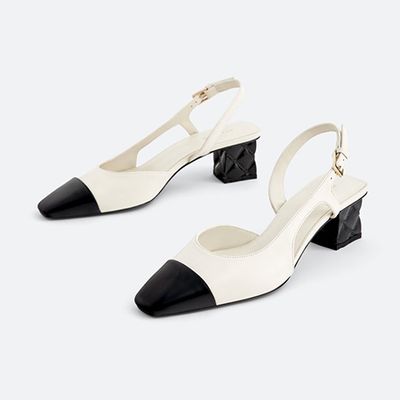 Two-Tone Leather Slingback Shoes from Uterque