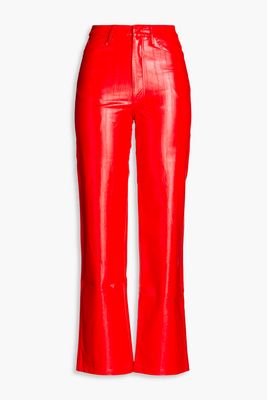Faux Eel-Effect Leather Straight-Leg Pants from Rotate By Birger Christensen