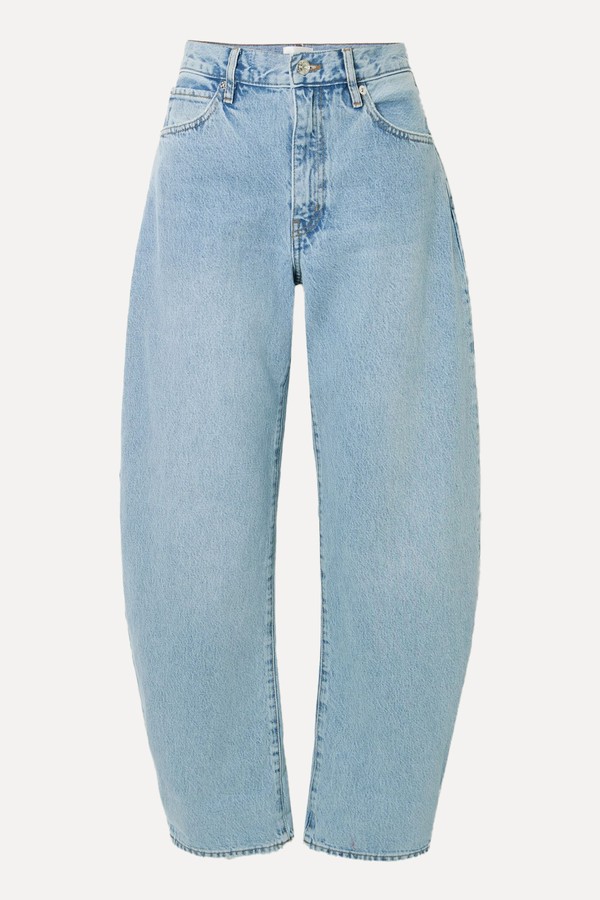 The Bubble High-Rise Barrel-Leg Jeans from FRAME