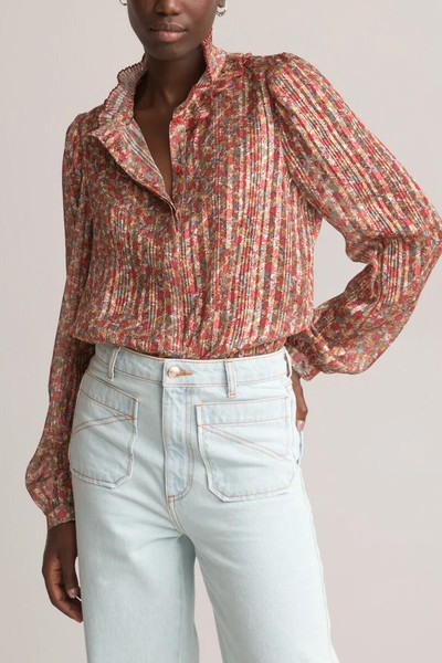 Pleated Ruffle Collar Shirt from La Redoute