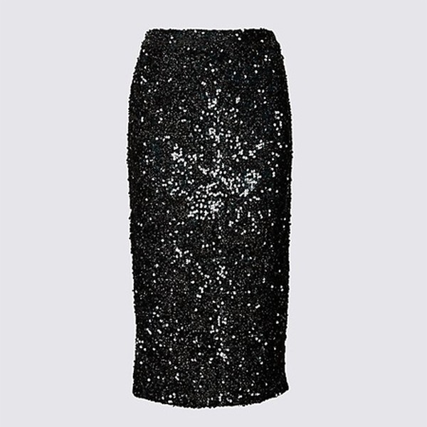 Embellished Pencil Midi Skirt