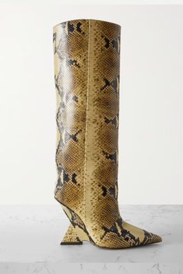 Cheope Snake-Effect Leather Knee Boots  from The Attico 
