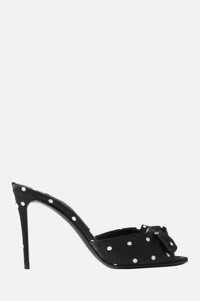 Keira Bow-Embellished Polka-Dot Twill Sandals from  Dolce & Gabbana