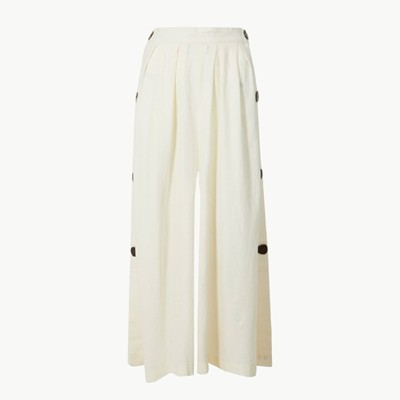 Linen Rich Wide Leg Cropped Trousers