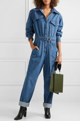 Belted Denim Jumpsuit from Tibi