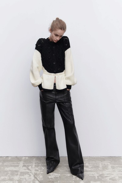 Combined Drawstring Knit Cardigan from Zara