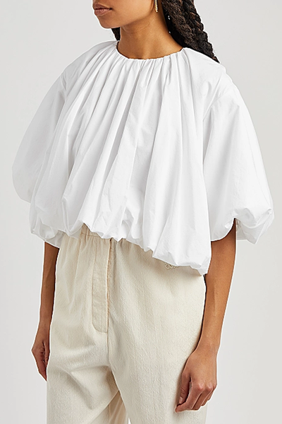 Alma White Gathered Cotton-Poplin Top from Khaite