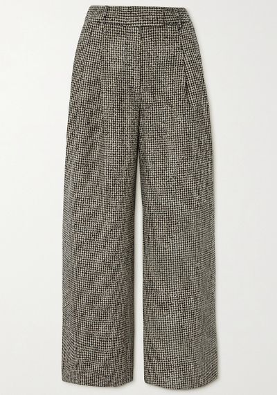 Cymbaria Houndstooth Recycled Tweed Wide-Leg Pants from By Malene Birger