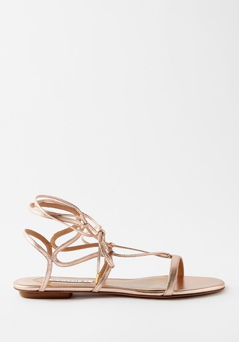 Aliya Metallic-Leather Flat Sandals from Aquazzura