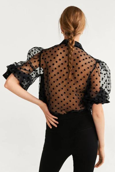 Chiffon Polka-Dots Blouse from Mango