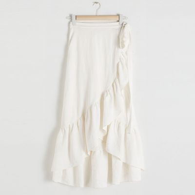 Ruffled Linen Midi Wrap Skirt  from & Other Stories