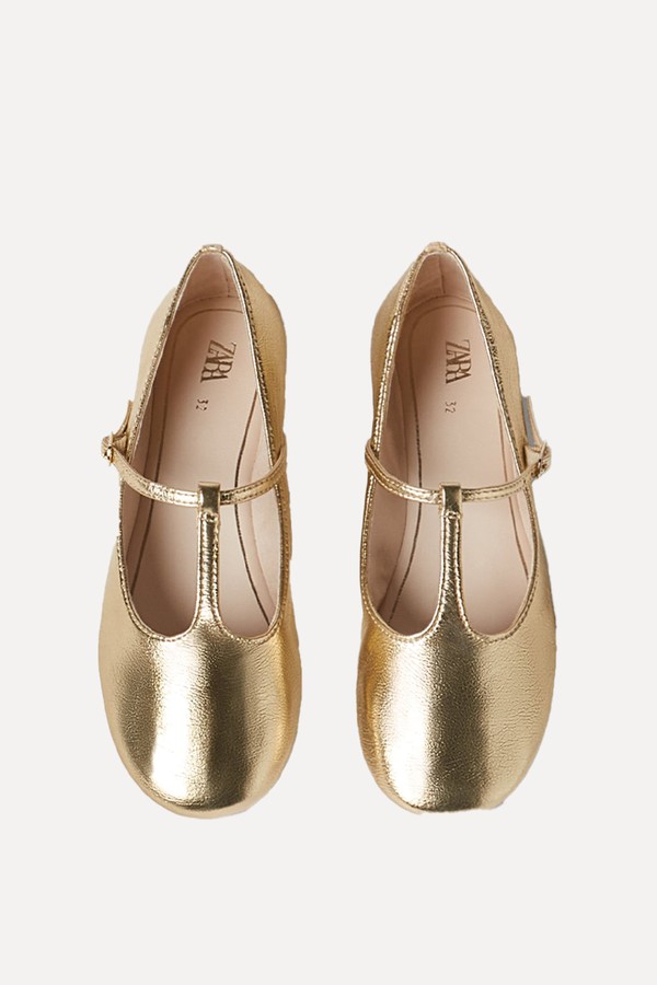 Golden Ballet Flats from Zara
