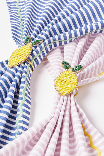 Lemon Beaded Napkin Rings Set Of Two from Oliver Bonas