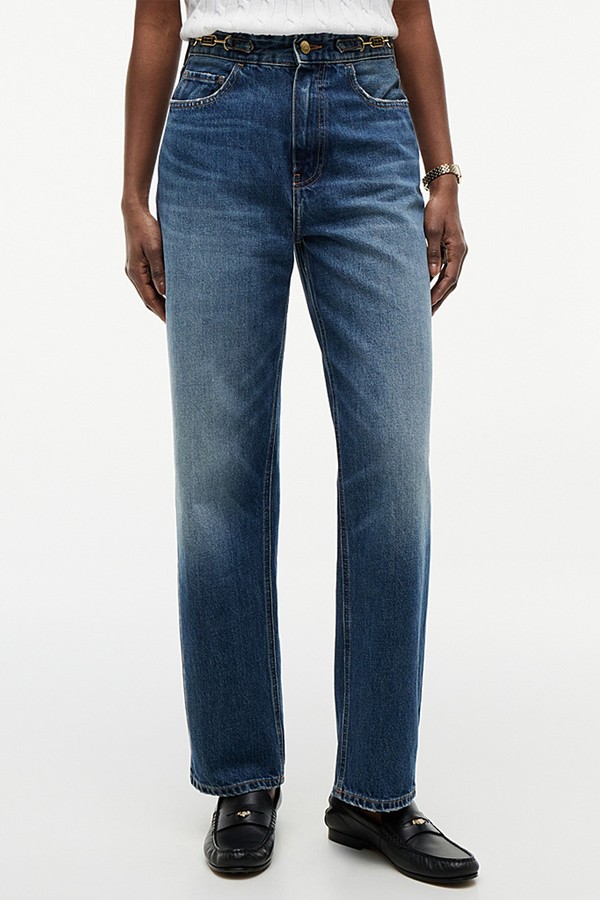 Flag Horsebit Regular Tapered Ankle Jeans