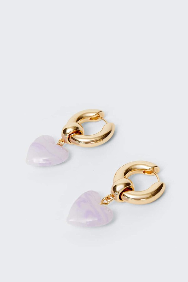 Glass Heart Earrings from Stradivarius